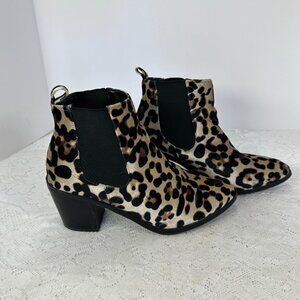 Madden Girl, Womens Barbiee, Leopard Skin, Black Ankle Boots, Shoes, 7.5M